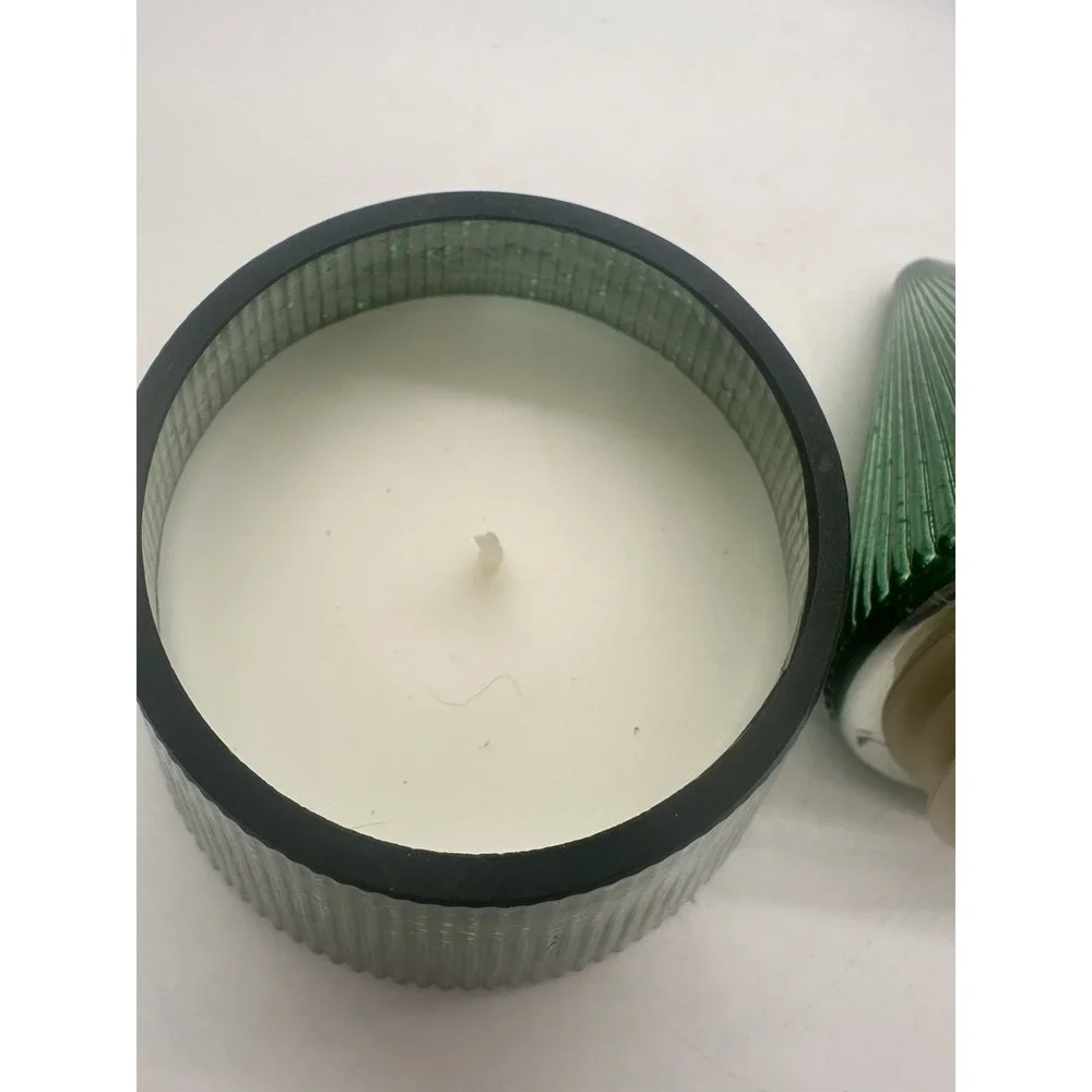 Paddywax Cypress & Fir Ribbed Mercury Stacked Tree Candle Green Glass 7 oz New!